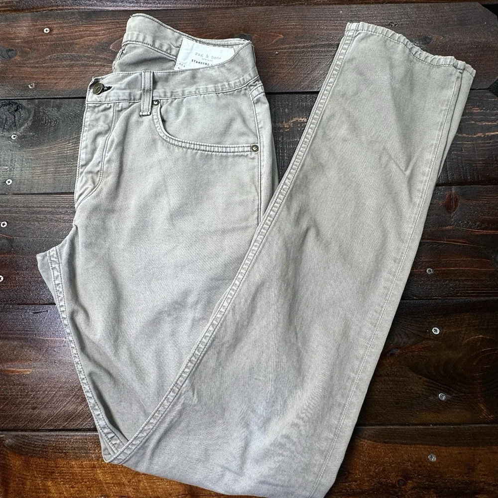 Rag & Bone Men's 33 Distressed Grey Standard Issue Button Fly Fit 2‎ Slim Tag 31